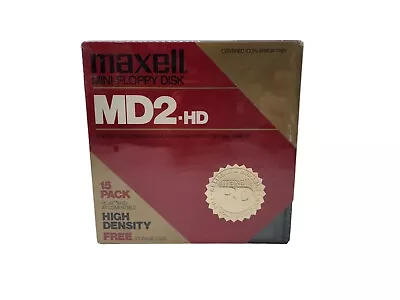 NOS Maxwell Floppy Disks 15 Pack 5 1/4  MD2-HD High Density & Storage Case • $14.95