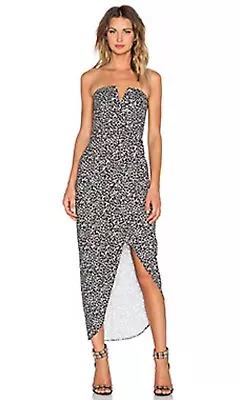 Shona Joy Leopard Piedra Bustier Draped Maxi Dress Size 8 • $12