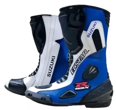 Suzuki GSXR Motorcycle Motorbike Racing Leather Boots Ecstar Shoes Botas • $125