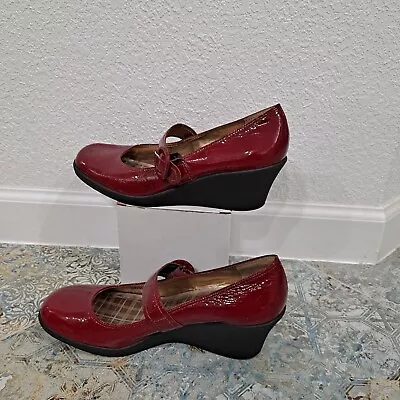 Michelle D Women's  Slip-on Leather Red Wedge  Heels Shoes Size 8M • $64.99