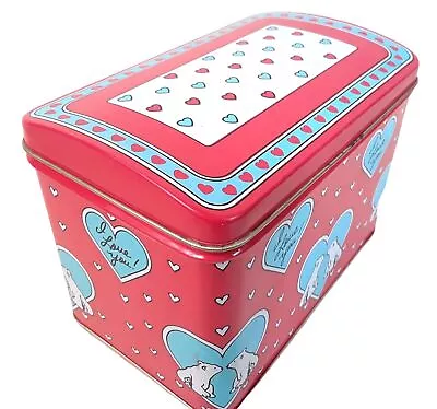 Valentines Day Daher Ltd. Red Polar Bear & Hearts Metal Tin Decorative Chest Box • $9.09