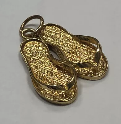 Very Cool 14k Solid Yellow Gold Beach Sandals Charm • £183.19