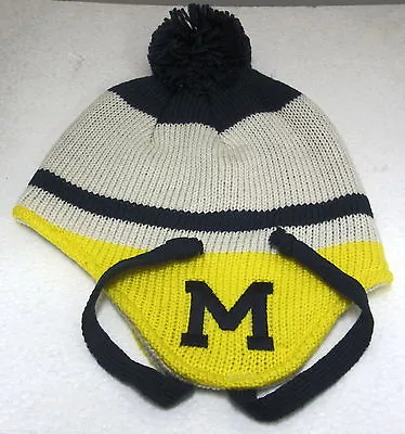 Michigan Wolverines Multi-Color OSFA Knit Hat With Pom And Strings By Adidas • $14.99