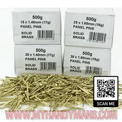 Genuine Solid Brass Panel Pins 15mm 20mm 25mm 30mm & 40mm Will Not RUST Marine • £75