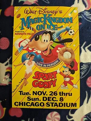 VINTAGE POSTER 1985 Walt Disney's Magic Kingdom On Ice Sport Goofy Chicago Nov • $29.92