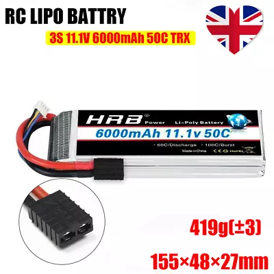 HRB 6000mAh 11.1V 50C 3S LiPo Battery 100C  For RC Car Boat Racing Airplane UK • £35.99