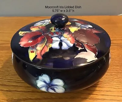 Moorcroft Lidded Large 5.75” Cobalt Blue Orchid Dish • $182.54