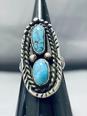 Alluring Vintage Navajo Morenci Turquoise Sterling Silver Ring • $221.99