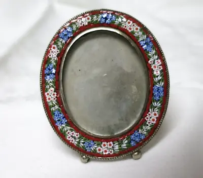 Vintage Micro Mosaic Oval Easel Picture Frame Made In Italy 2.5 X2  • $35