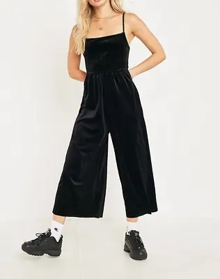 Urban Outfitters XS Velvet Velours Jumpsuit XS Wide Leg Ankle Flared Strappy EUC • $21.95