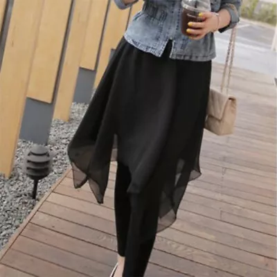 £9.28 • Buy Plus Size Women Chiffon Skirts Long Legging Skirt Pants Thin Material S-5-qi