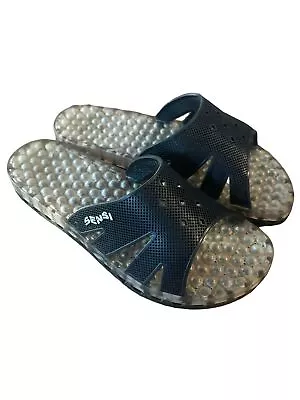 Sensi Regatta Sandals Size 8 EU 38-39 Slide Bubbles Massage Footbed Black Ice • $17.95