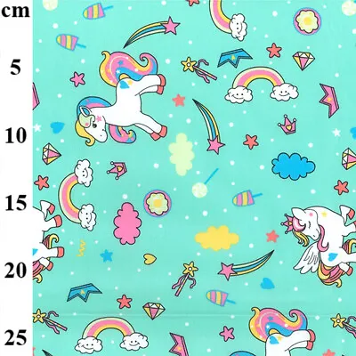 Rainbow Unicorns 100% Cotton Fabric Kids Prints Children Quilting Dress Craft • £4.75