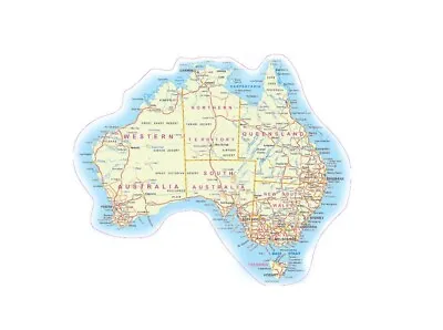 Australian Map Vinyl Yellow 46cm X 38cm Caravan Travelling Campervan Accessories • $29.95