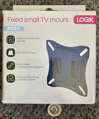 £3.99 • Buy Logik Fixed Small TV Mount For TV's Up To 26 