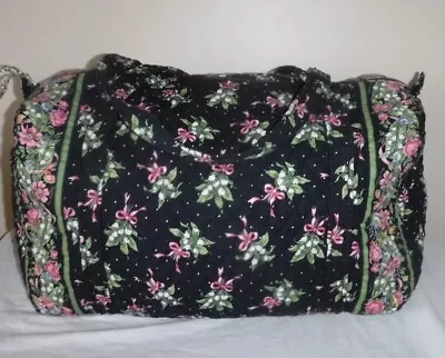 Vintage Vera Bradley New Hope Pink Ribbon Black Floral Large Duffel Bag 22  Long • $45