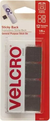 Sticky Back Squares Self Adhesive Hook Loop 12Sets Black VELCRO Brand Waterproof • $6.99
