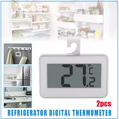 2x LCD Digital Fridge Freezer Thermometer Cooking Kitchen Hook Magnet Waterproof • $5.38