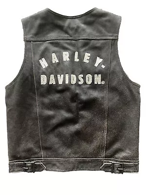 Harley Davidson Bronco Billings Brown Distressed Vest Mens Medium (Description) • $150