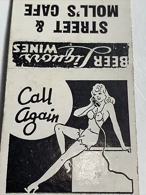 Street & Moll Cafe Pin Up Matchbook Cover Girl Allentown Pennsylvania￼ • $5.88