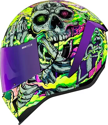Icon Airform Hippie Dippy Motorcycle Helmet Green/Purple • $225