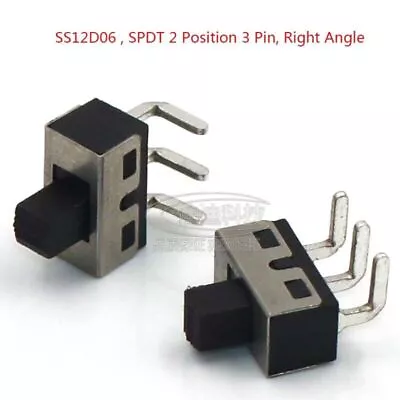 ON-OFF SPDT 1P2T 2 Position 3 Pin PCB Panel Mini Right Angle Pins Slide Switch • $4.57