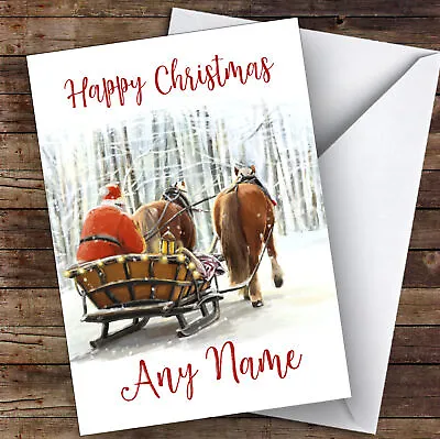 Santa Driving Horses In Snow Traditional Personalised Christmas Card • £3.99
