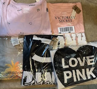 Victoria Secret Pink Lot Of 5 New Shirts T-shirt Clothing $150+ Size Medium • $105