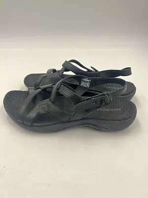 Women’s Merrell Agave Leather Strappy Sandals Black Size 9 • $29.99