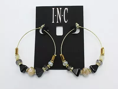 New Pair Of Gold Jet & Natural Bead Gypsy Earrings By I-N-C #SE19 • $6.99