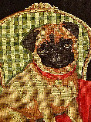  Pug Sitting In Chair  Belgian Tapestry Pillow Cover • $49.99