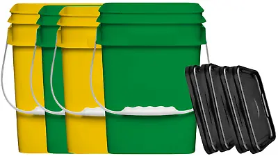 4 Gallon Square Food Grade Plastic Bucket Lid With Gasket ( Pack Of 4 ) • $47