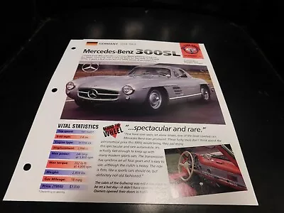 1954-1963 Mercedes Benz 300SL Spec Sheet Brochure Photo Poster 55 56 57 58 59 60 • $5