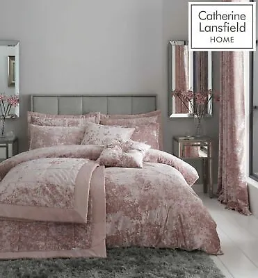 £11.99 • Buy Catherine Lansfield Luxury Crushed Velvet Duvet Cover Bedding Collection Blush 