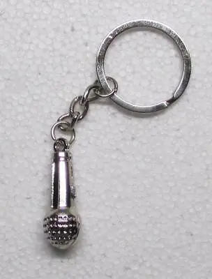 MICROPHONE Mic Silver Metal KEY CHAIN Ring Keychain NEW • $16.99