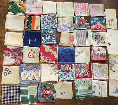 Lot Of 40 Vintage Handkerchiefs Hanky Hankie Floral Monogram Lace Pocket Square • $32.99