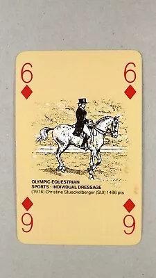 1 X Playing Card 1976 Olympic Equestrian Individual Dressage 6 Of Diamonds T6 • £2.19