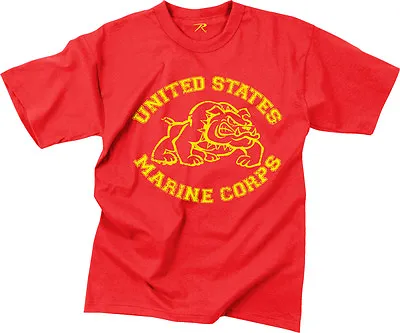 Rothco Red Marines Bulldog T-Shirt USMC US Marine Corps Bull Dog Tee • $19.99