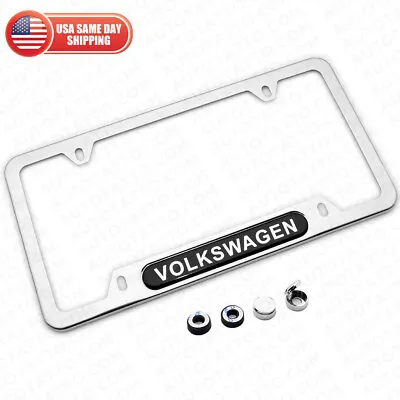 Volkswagen Chrome Stainless Steel Front Or Rear Emblem License Plate Frame Cover • $24.99