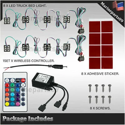 8 Pods RGB LED Rock Lights Kit Offroad Truck ATV Underbody Light IR Remote • $24.95