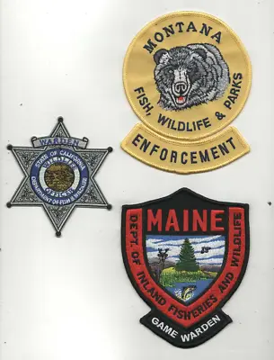 Game Warden Patches - California Montana Maine - Lot Of 3 • $24.99