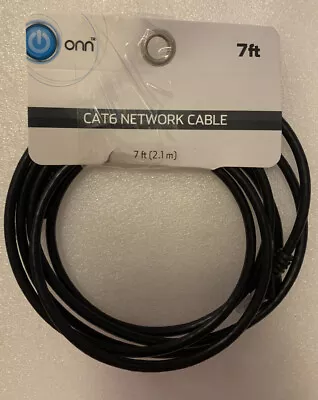 7’ CAT6 Patch Cord Ethernet Black Cable RJ45 Network Modem Internet Onn • $8.99
