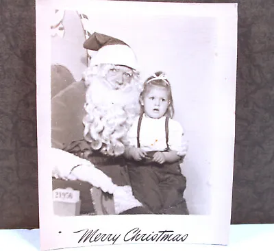 Vintage 1952 Photo Card Christmas Fair Santa Claus Child Girl Winter Holiday B&W • $5