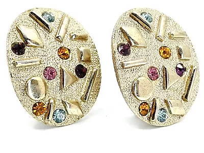 Vintage 1959 SARAH COVENTRY Sultana EARRINGS Clip-On Gold Tone Confetti • $15.95