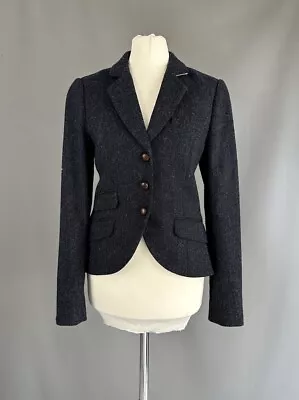 Jack Wills Jacket Navy Moon Tweed 100% Wool Riding Blazer UK 8 • £49