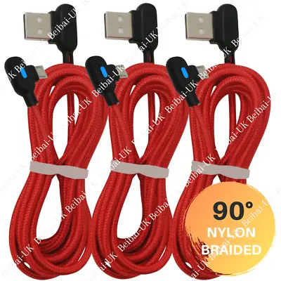 3Pack 90 Degree Elbow Micro USB Cable Braided Charger For Android Samsung 3/6 Ft • $8.46