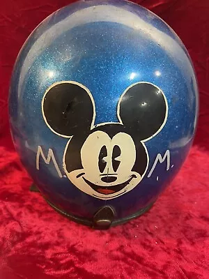 Vintage 1970s 1980s Custom Mickey Mouse Metal Flake Helmet • $69