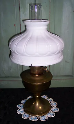 Vintage Aladdin Brushed Brass Table Lamp Model C Milk Glass Shade 10  Fitter • $119