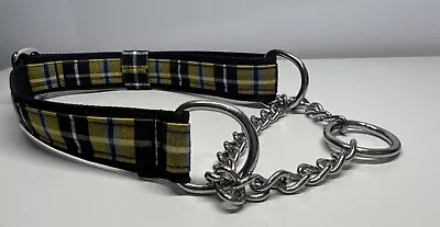 Martingale Half Check Choke Chain Dog Collar In Cornish Tartan Design • £7.15