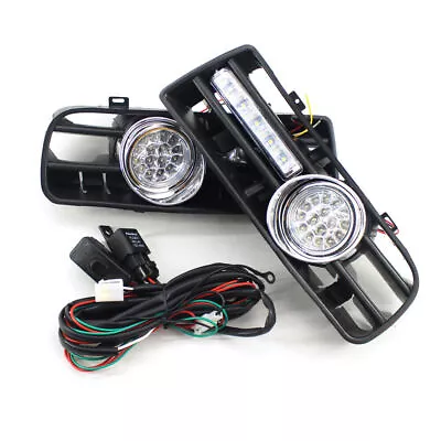 For VW Golf MK4 97-03 Front Bumper Grill LED Fog Light Grille With LED DRL Lamp • $90.33